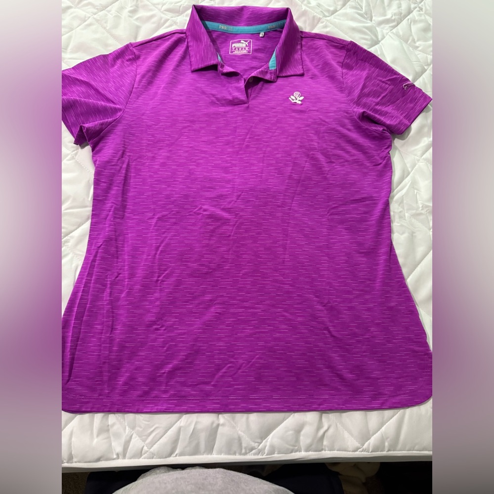 Puma Pink and Purple Fitted Polo Tee Golf Shirt
